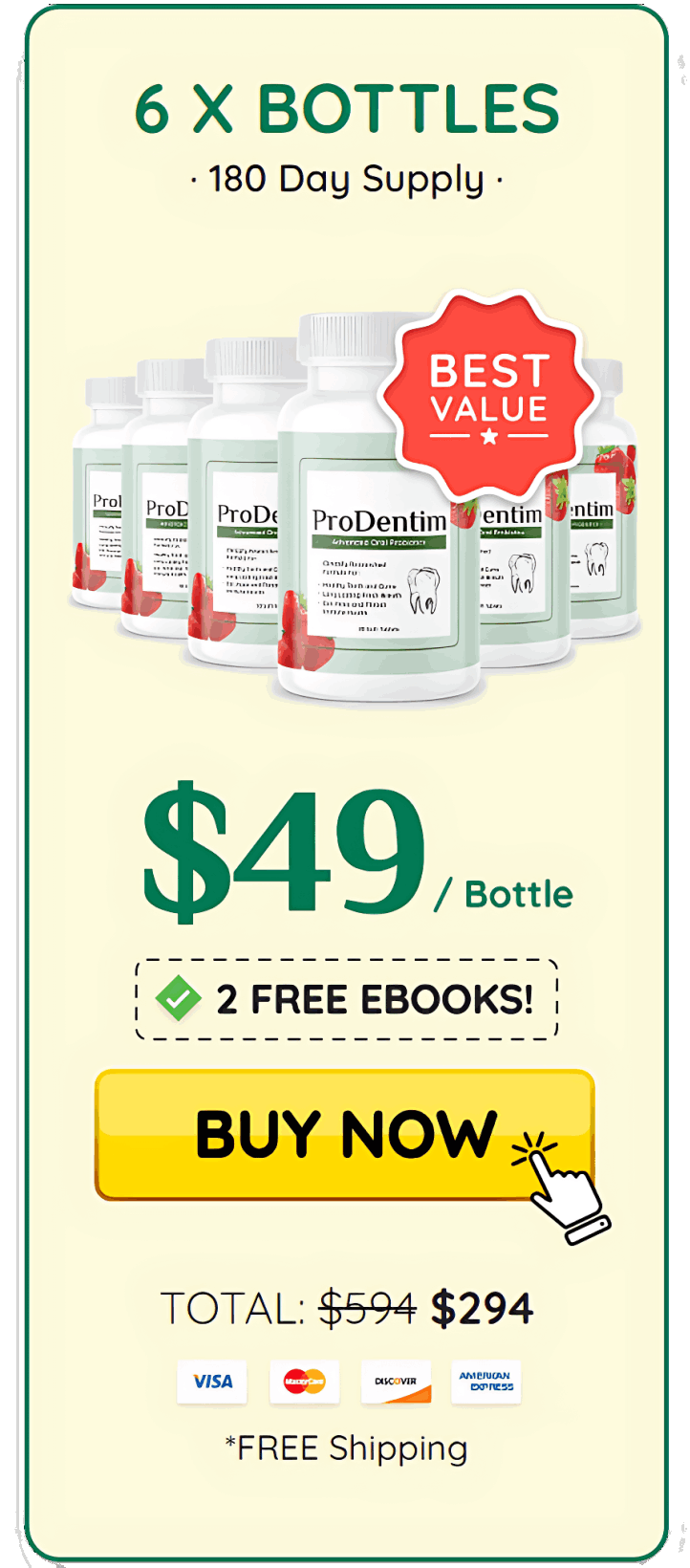 prodentim six bottles price list